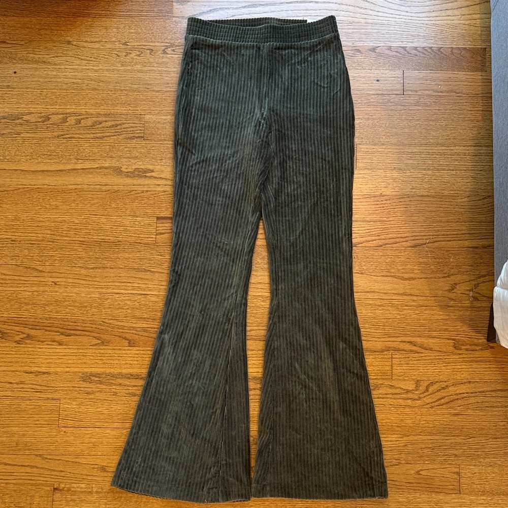 Aerie Dark Green Corduroy Flare Pants